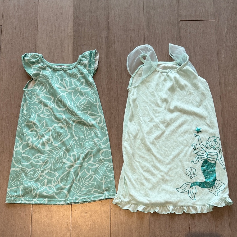 Carter’s Floral and Mermaid Themed Pajama Dresses size 4T